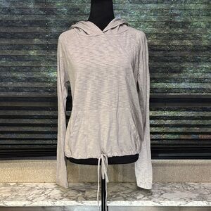 Lovestitch Women’s Grey Lightweight Pullover Hooded Tie Waist Sweatshirt Medium‎